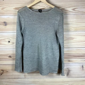 Eileen Fisher kleiner Pullover Leinen Hanf Strick grau offen Strick Slowfashion - Bild 1 von 13