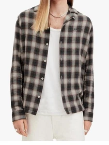 All Saints Shirt Men's S Brown Button Up Plaid XXL RETAILS $219 - Picture 1 of 4