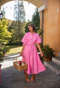 La Boheme Girls One Size Bubblegum Pink Poppy Linen Maxi Dress - Picture 1 of 10