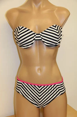 NWT Guess Swimsuit Brief Bikini 2 pc Set Sz M Strapless Black - Image 1 of 4