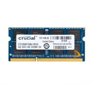 Crucial 4GB 2RX8 PC3-8500S DDR3 1066Mhz SODIMM Laptop Memory RAM 204Pin New @DD - Picture 1 of 4