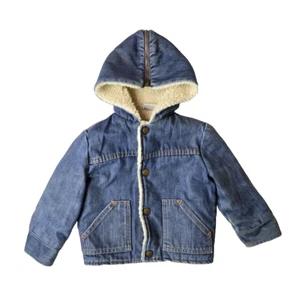 Billy The Kid Vintage 70s Blue Denim Sherpa Jacket Boys Youth Size 4T 4 Years - Picture 1 of 10