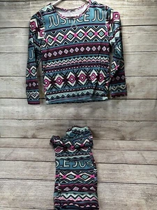 Justice Girls 2 pc Pajama Set Sz 8 Pre Owned Christmas/winter Pajamas - Picture 1 of 7