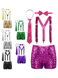 Kids Boys Girls Dance Bottoms Sports Dance Shorts Y Shape Adjustable Bow Tie - Picture 1 of 65