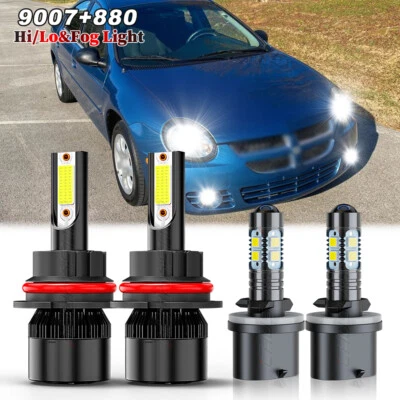 For Dodge Neon 2003 2004 2005 LED Headlight Hi/Lo Beam + Fog Light Bulbs Combo - Image 1 of 4