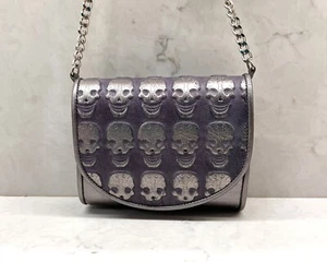 M Andonia Los Angeles Silver Metallic Leather Crossbody Purse - Picture 1 of 8