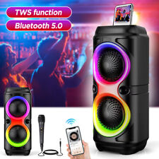 Bluetooth 5.0 Lautsprecher Subwoofer Musikbox Boombox Party RGB mit Mikrofon