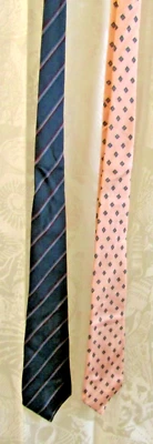 2 Corbatas Fratelli Azul Con Rayas Grises y Rosa Con Diamantes Azules 100% Seda Italia Foto 1 de 4