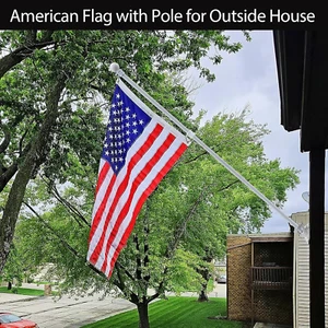 Flag pole stick rod 5' ft long+holder +Include 3 by 5' flag for House home white - Picture 1 of 6