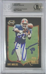 Eric Moulds autographed signed Pinnacle 1996 #160 Buffalo Bills BAS Encap RC - Picture 1 of 3