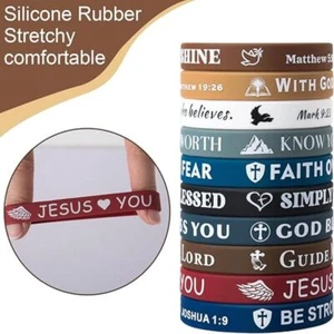 10PCS Colorful Christian Daily Bible Verse Bracelet Jewelry Gifts - Picture 1 of 5