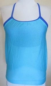 Speedo Layered Aqua and Royal Blue Tankini Blouson Top T-back Girls 16 ~ NEW - Picture 1 of 5