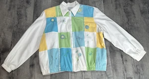 Vintage Alfred Dunner Jacket Womens 14P Pastel Patchwork Pockets Grandmacore 90s - Picture 1 of 10
