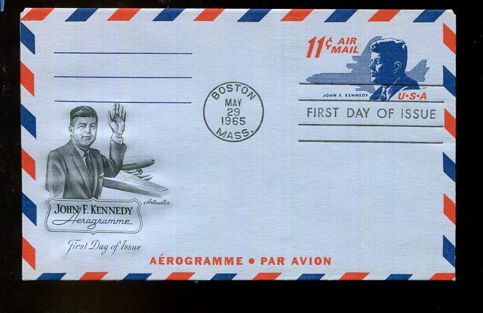 US FDC # UC38 11c John Kennedy Aerogramme Artmaster  1965, 9p1226 - Image 1 of 1