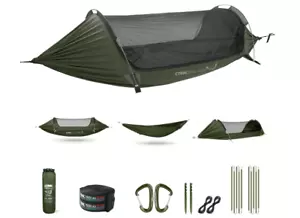 Flat Lay Hammock Tent 1 Person Backpacking Hiking Camping Lightweight 3in1 - Picture 1 of 5