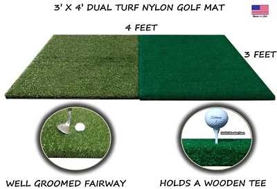 Alfombra de golf de césped sintético doble 36" x 48" astillado calle campo de prácticas práctica Foto 1 de 4
