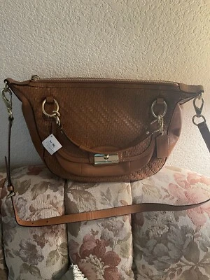 NWT Coach Kristin Brown Woven Leather Tote Convertible Shoulder Bag With Dustbag - Image 1 of 4