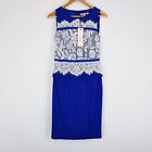 Review Womens Size 8 Royal Blue Peplum Straight Dress Lace Brand New Tags