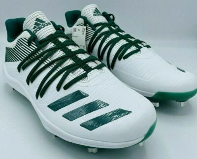 Mens Adidas Afterburner 6 Metal Baseball Cleats White Green G27668 NWT - Imagem 1 de 4