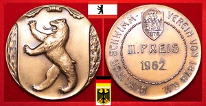 SCHWIMMEN MEDAILLE DSV BSV BERLIN BERLINER SCHWIMMVEREIN 1878 e.V. * III. 1962 - Bild 1 von 1