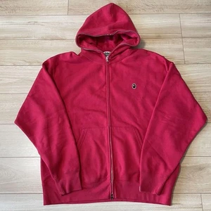 A BATHING APE Full Zip Hoodie Red Cotton Polyester XL 0625SBH07 - Picture 1 of 8