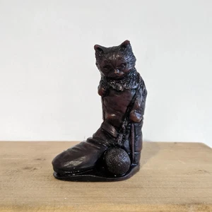 Small Traditional Priory Castings Feline Cat Puss in Boot Wellie Brown Ornament - Picture 1 of 4
