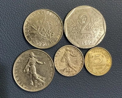 🇫🇷 Lote de Moedas Francesas - 1918 Francesas 50 Cêntimos PRATA + Moedas de Variedade Mista - Imagem 1 de 2
