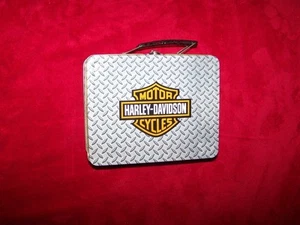 Vintage Harley Davidson Tin Metal Lunch Box Diamond Plate Pattern HD Motorcycle - Picture 1 of 3
