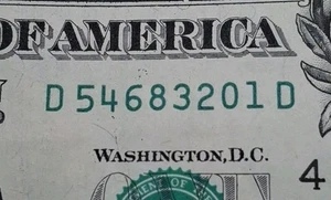  Broken Scattered Ladder 0 Thu 6 $1 One Dollar Bill Fancy Serial Number  - Picture 1 of 3