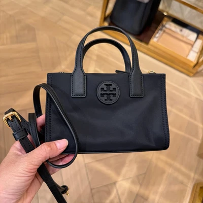 Tory Burch Ella Nylon Mini Tote Crossbody Bag 146437 In Black - Image 1 of 4