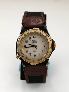 Timex Reloj Hombre Oro Negro Inoxidable Cantidad Wr Cuero Luz Pila Beige Cuarzo - Imagen 1 de 6