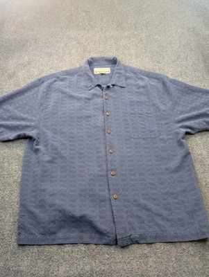 Camisa Jamaica Jaxx Para Hombres 2XL Azul 100% Seda Texturizada Manga Corta Botón Delantero Foto 1 de 4