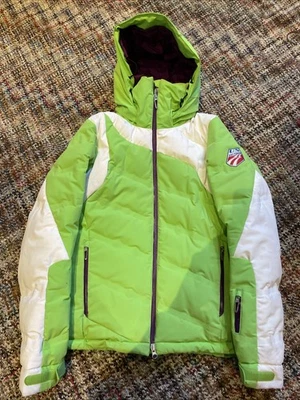 Women’s Spyder Us Ski Team Down Jacket Green With Detachable Hood - Image 1 of 2