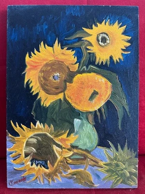 VINCENT VAN GOGH oil painting on  canvas, vtg stamped signed - Image 1 of 4