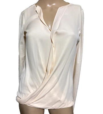 New NWT Theory Dariya Stay Light Peach Draped V Neck Blouse Top 2 4 / Small - Image 1 of 4