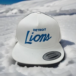 Vintage Style 90s Detroit Lions Hat New White Snapback Embroidered Blue Logo - Picture 1 of 2