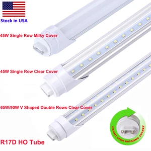 HO R17d LED Tube Light 8FT 90W V Shaped Rotatable HO Base 8' LED Bulbs Shop Lamp - Picture 1 of 15