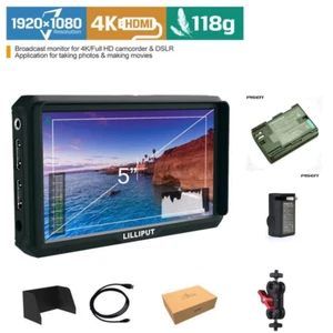 Lilliput A5 HDMI IPS 1920x1080 Camera Field Monitor F970 LP-E6 + LP-E6 Battery  - Picture 1 of 6