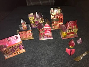 6  Vtg Straw Bamboo Wood Houses Trinket Jewelry Stash Boxes 1960s Victorian - Picture 1 of 8