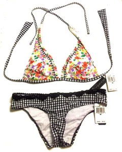 Rampage Swim Black & White w/Floral Halter Bikini Swimsuit Size M NWT $101 - Picture 1 of 5