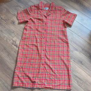 True Vintage 1980s Dress NORMAN LINTON Check SS Shirt Dress Fits UK 18 - Picture 1 of 8