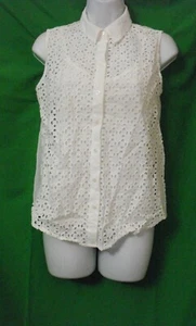 NEW LIZ CLAIBORNE COTTON LACE FRONT SHEER BACK W/CAMISOLE SLEEVELESS TOP PM - Picture 1 of 3