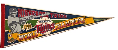 Vintage 1991 Minnesota Twins World Series Champions 30x12 MLB Pennant - Image 1 of 2