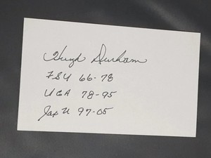 HUGH DURHAM GEORGIA FSU BASKETBALL COACH SIGNED AUTOGRAPHED INDEX CARD 3X5 C