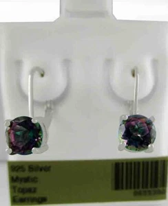 LAB MYSTIC TOPAZ  1.76 Cts EARRINGS .925 STERLING SILVER - Leverbacks - NWT - Picture 1 of 3