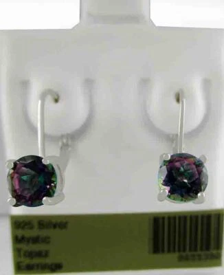 LAB MYSTIC TOPAZ  1.76 Cts EARRINGS .925 STERLING SILVER - Leverbacks - NWT - Image 1 of 3