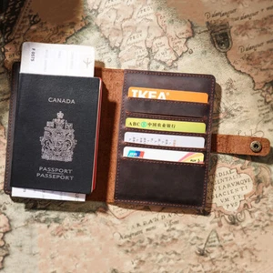 Cuero Genuino Portapasaportes Buisness Billetera de Viaje Delgada Tarjeta de Identificación Estuche Cubierta - Imagen 1 de 18
