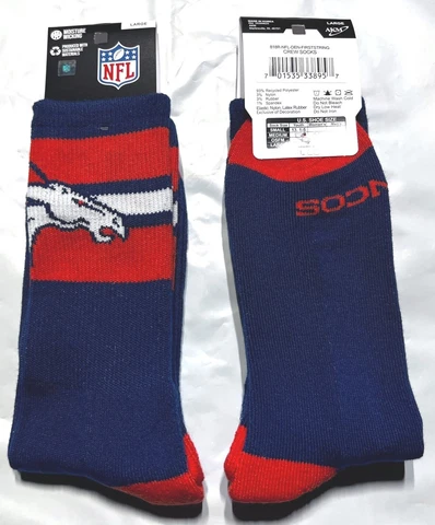 DENVER BRONCOS NFL TEAM COLOR MENS CREW SOCKS LARGE (10-13) FREE SHIPPING Cover