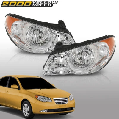 Chrome Headlight Assembly Clear Lens Fit For 2007 2008 2009 2010 Hyundai Elantra - Image 1 of 4
