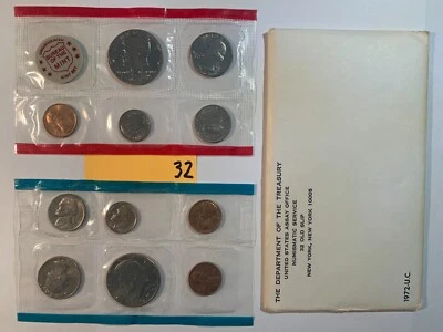 1972 Uncirculated Coins Sets P and D In Cellophane Wrap - Image 1 of 4